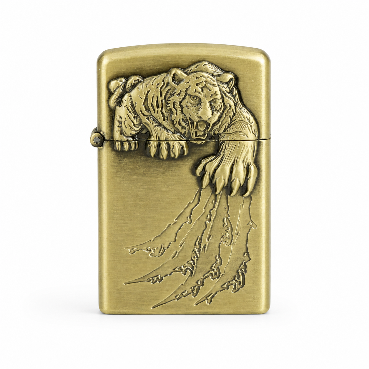 Metal Tiger Scratch Flip Top Classic Flame Lighter