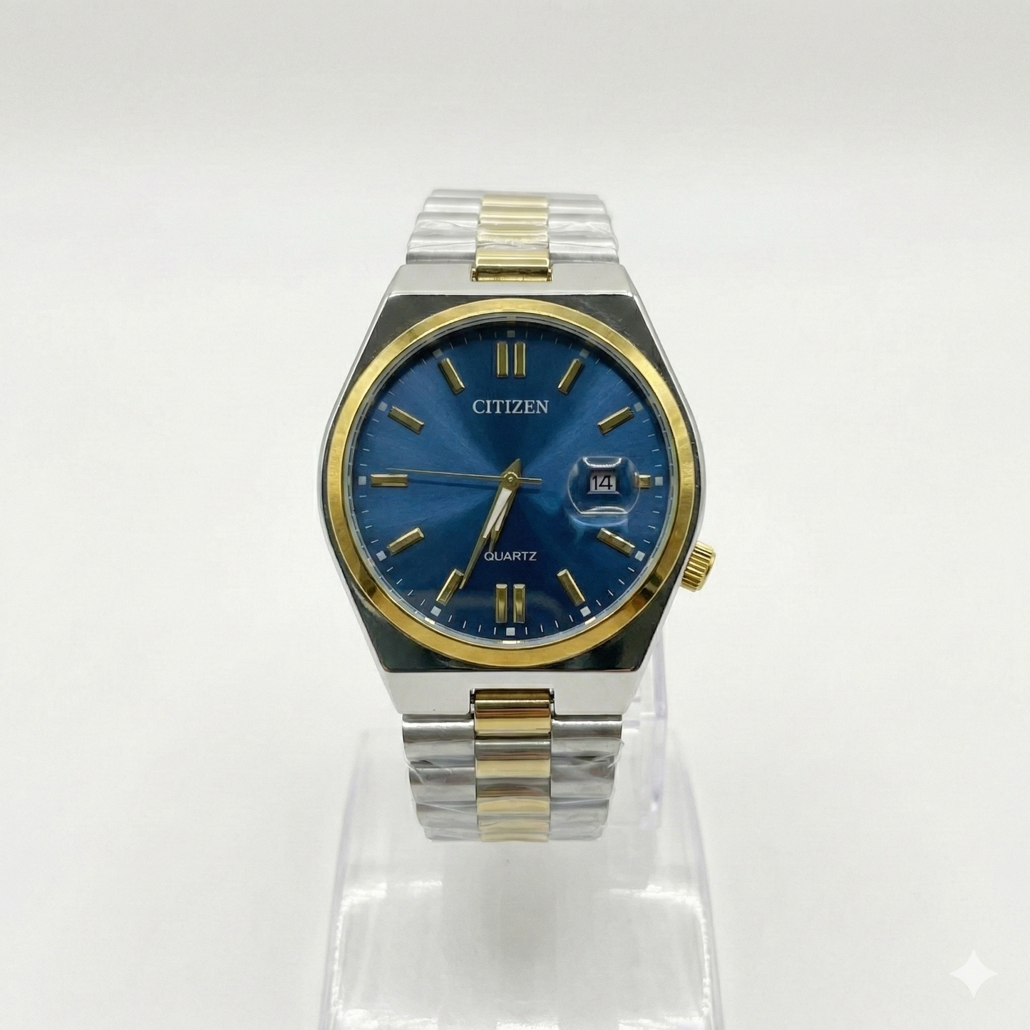 Citizen Blue Dial silver gold mix Colour Stainless Steel Chain Watch for Men (40mm Quartz) image 4