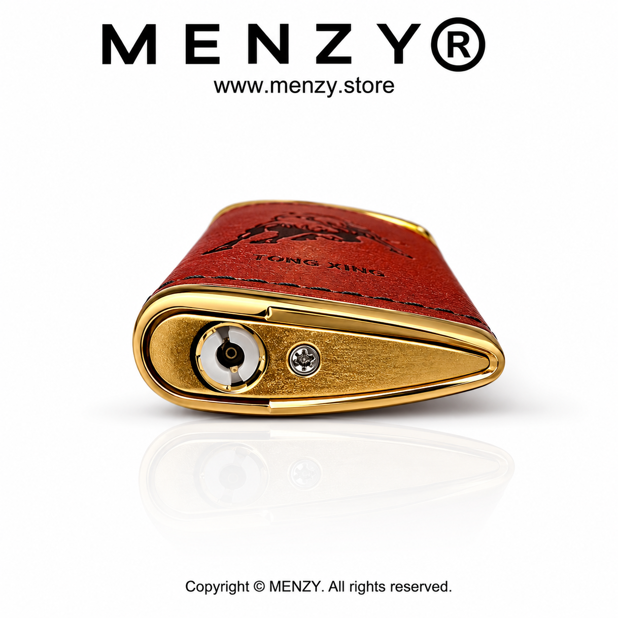 Brown Leather Finish Multi Design Embossed Lighter
