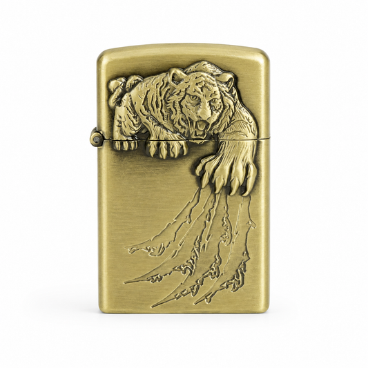 Metal Tiger Scratch Flip Top Classic Flame Lighter