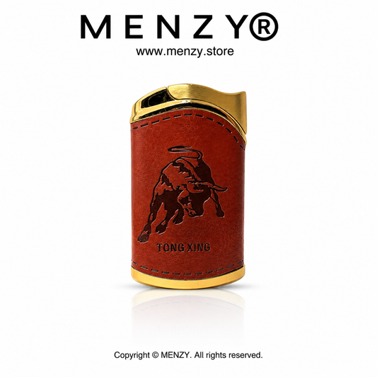 Brown Leather Finish Multi Design Embossed Lighter