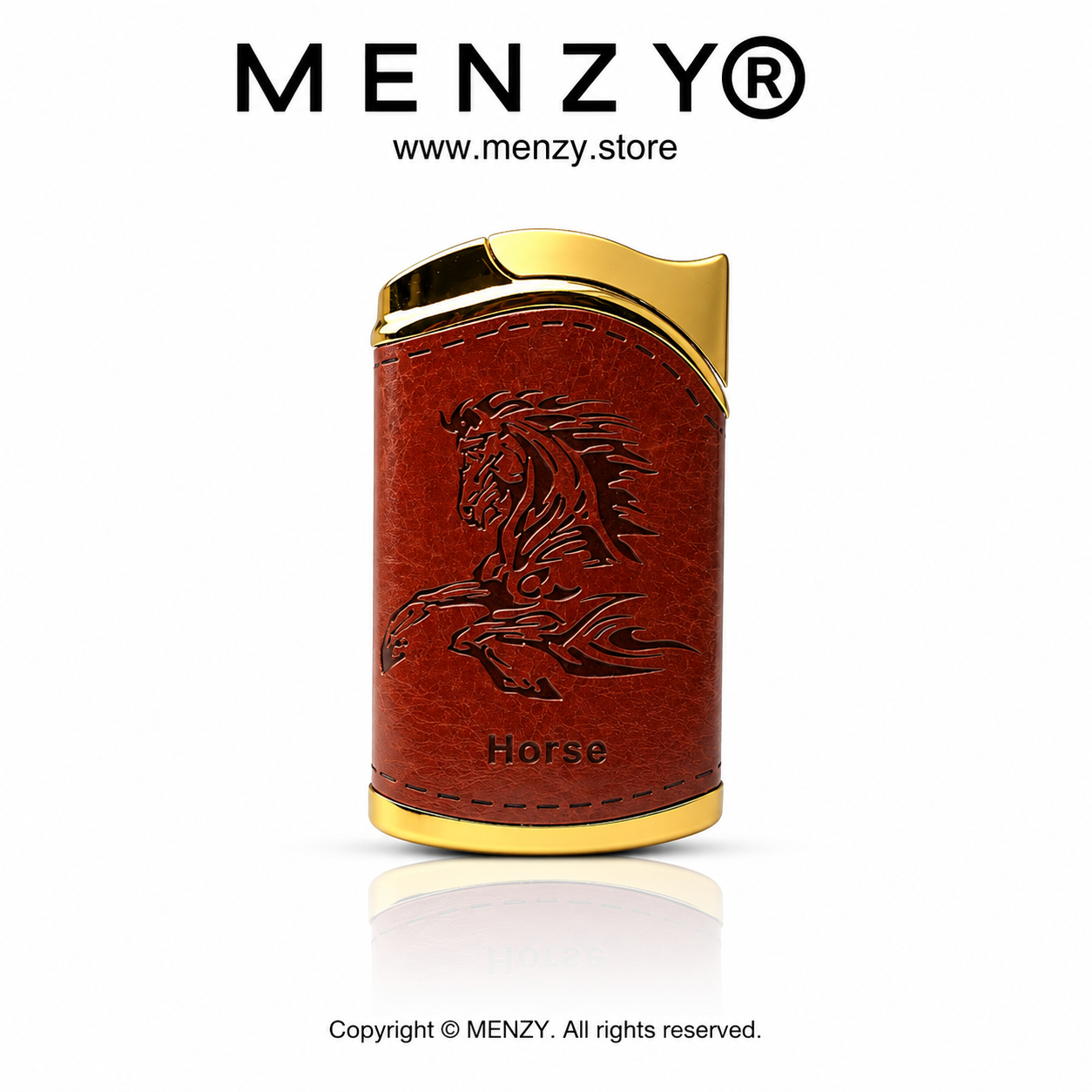 Brown Leather Finish Multi Design Embossed Lighter