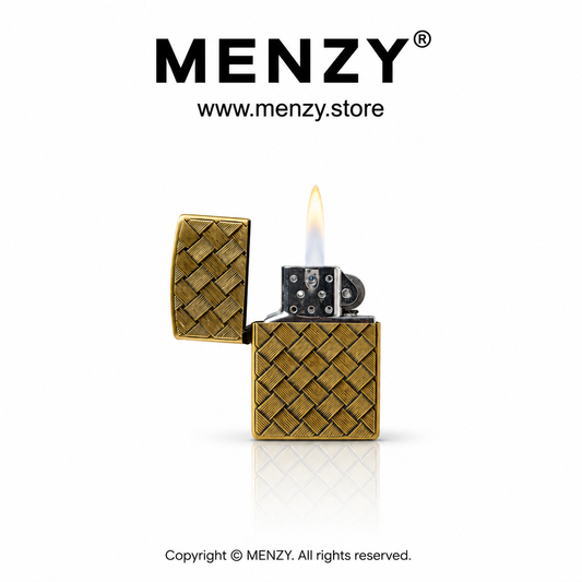 Zippo Mesh Gold Brass K24 Plating Diamond Cut Armor Case
