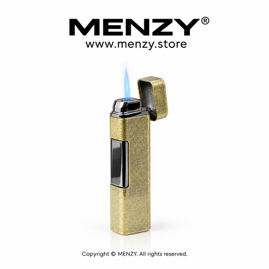 Torch Flame Portable Metal Lighter, Windproof Blue Flame Lighter