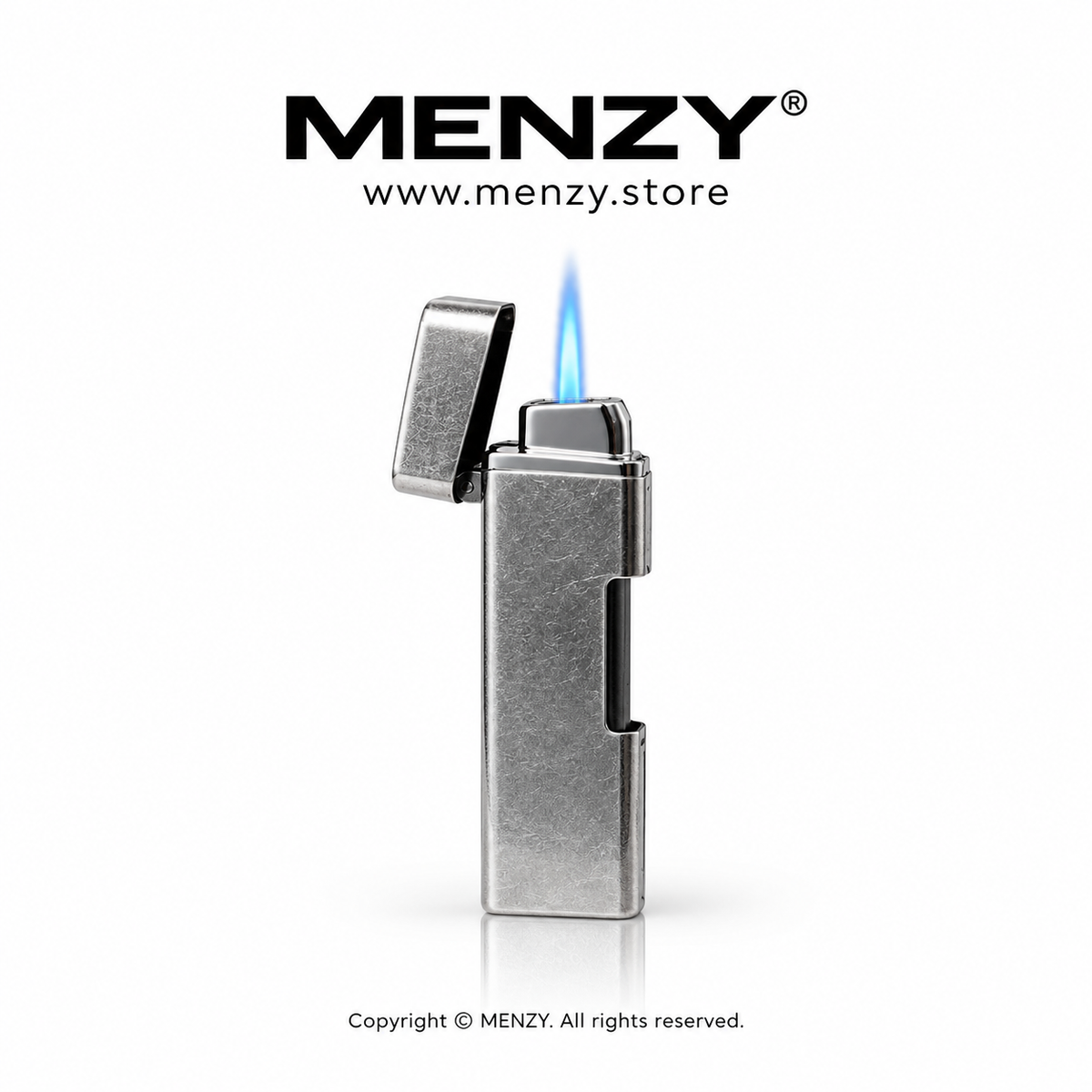 Torch Flame Portable Metal Lighter, Windproof Blue Flame Lighter