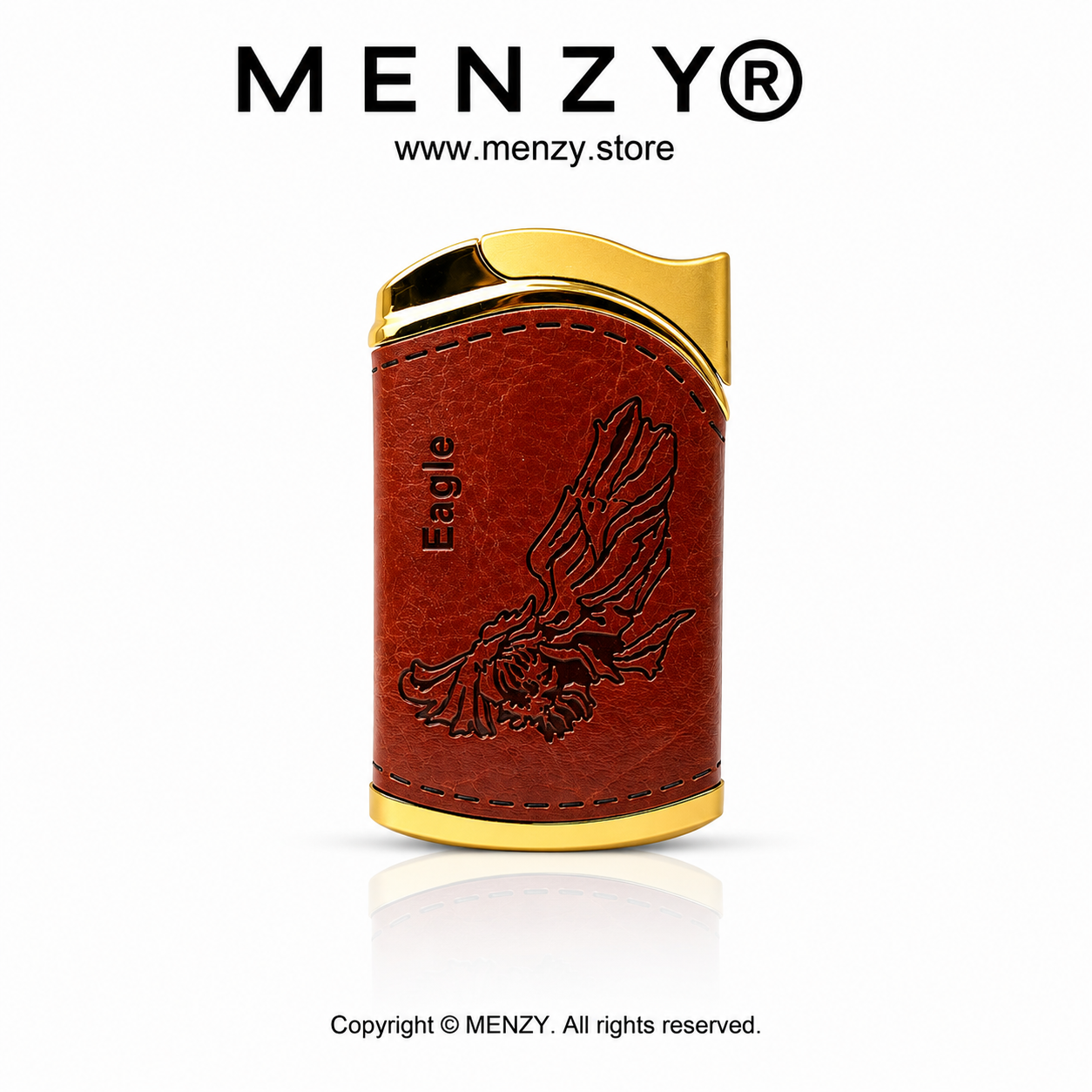 Brown Leather Finish Multi Design Embossed Lighter