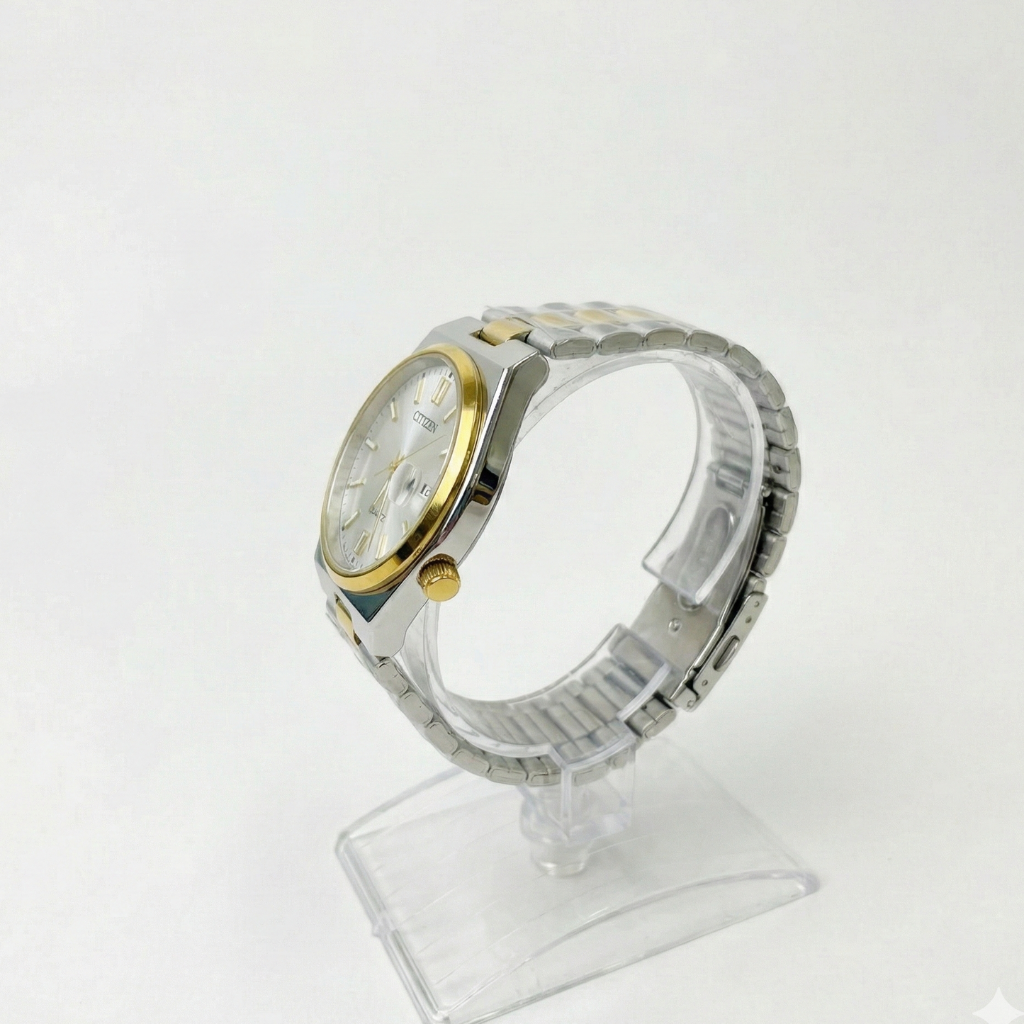 Citizen White Dial Silver Golden Mix Colour Stainless Steel Chain Watch for Men (40mm Quartz) image 3