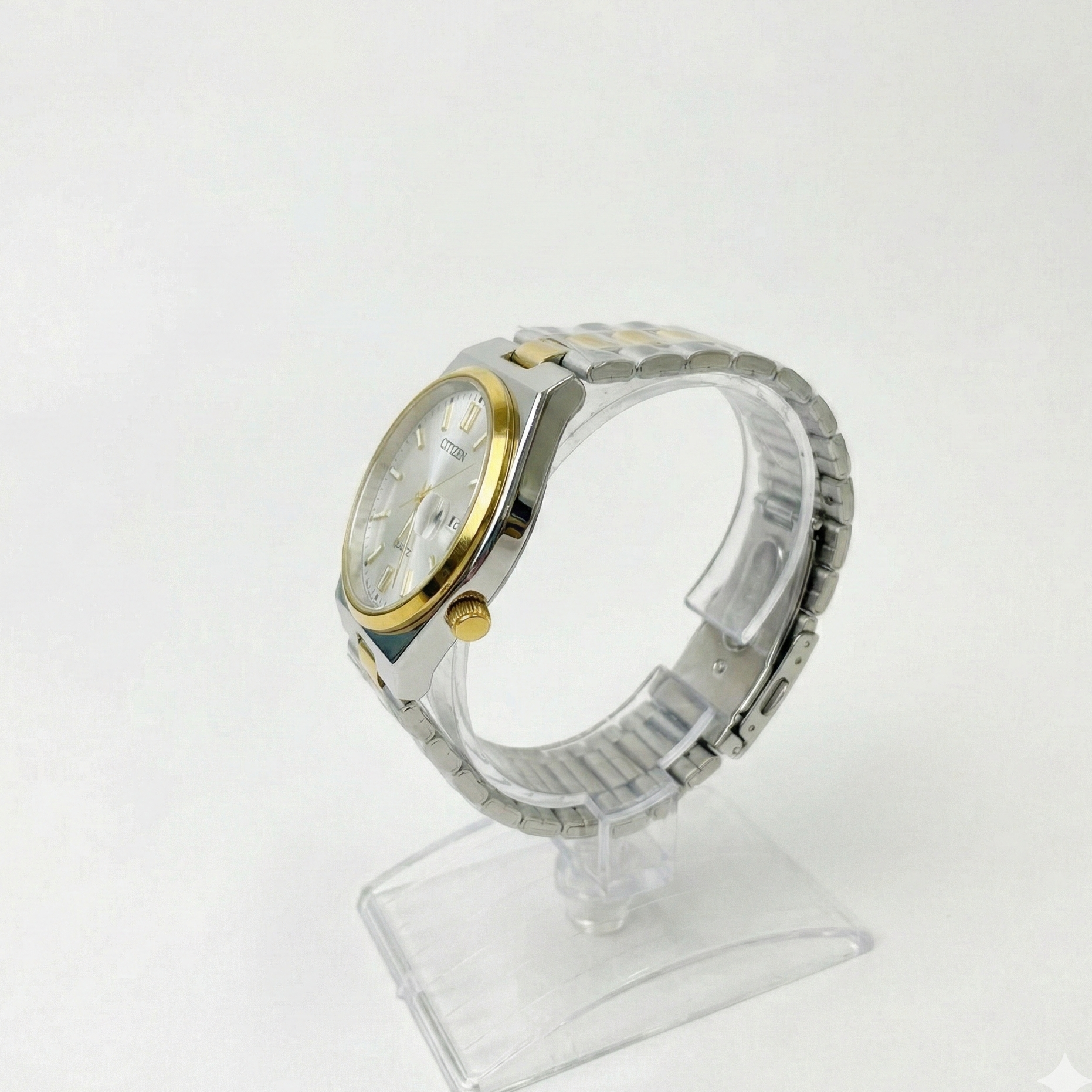 Citizen White Dial Silver Golden Mix Colour Stainless Steel Chain Watch for Men (40mm Quartz) image 3