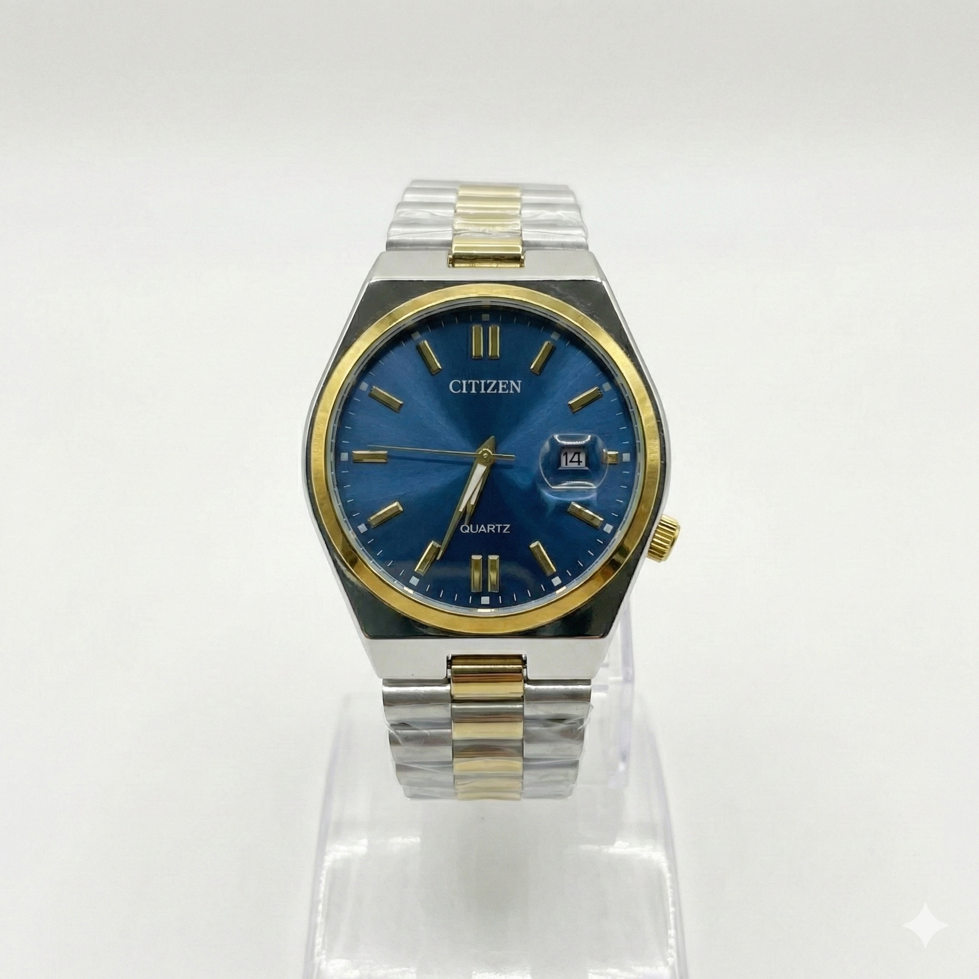 Citizen Blue Dial silver gold mix Colour Stainless Steel Chain Watch for Men (40mm Quartz) image 4