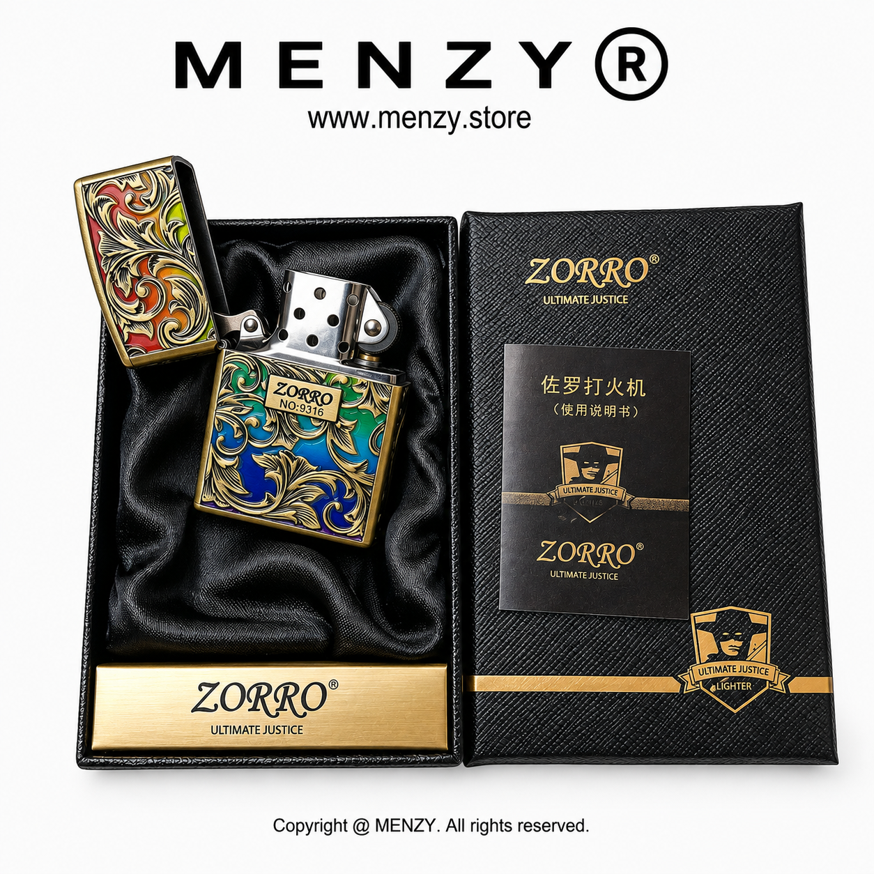 New Zorro Colorful Arabic Night Glowing Windproof Grinding Wheel Retro Zippo Lighter