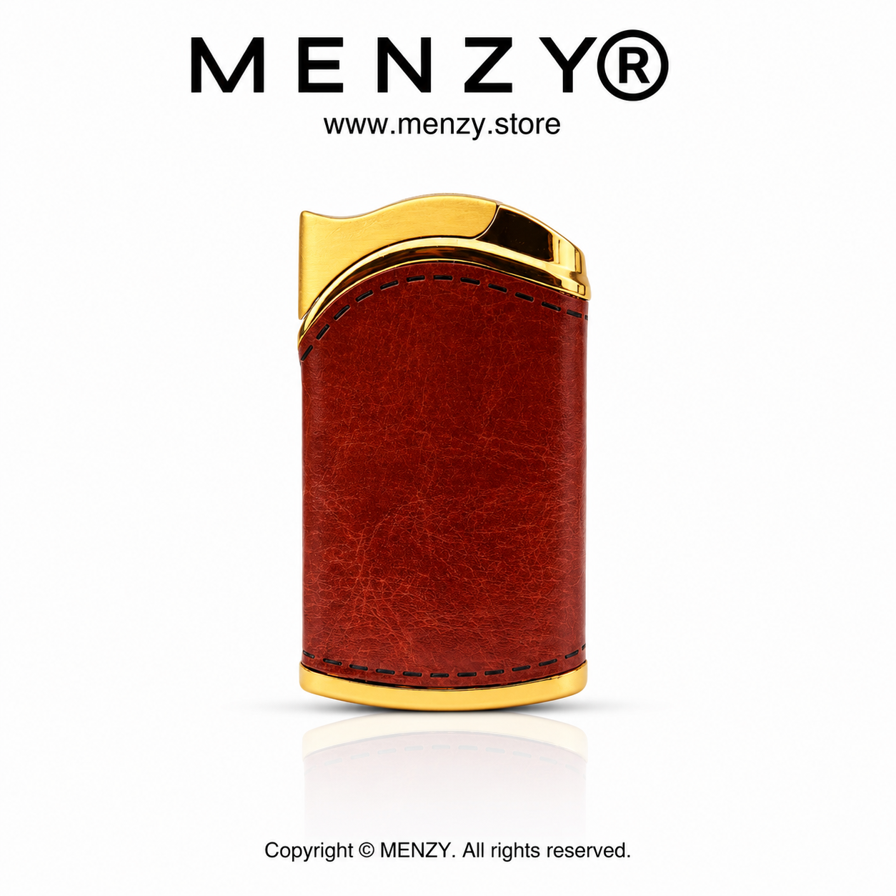 Brown Leather Finish Multi Design Embossed Lighter