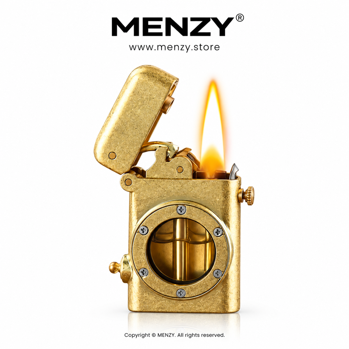 Retro ZIPPO Lighter, Windproof, One Click, Pop-up Ignition, Safety Switch, Transparent Oil Tank