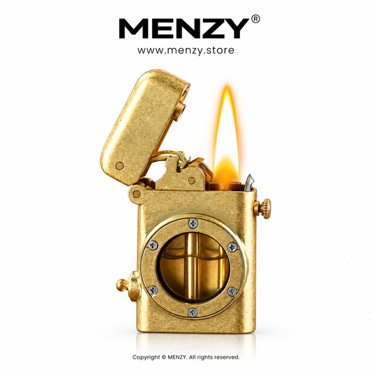 Retro ZIPPO Lighter, Windproof, One Click, Pop-up Ignition, Safety Switch, Transparent Oil Tank