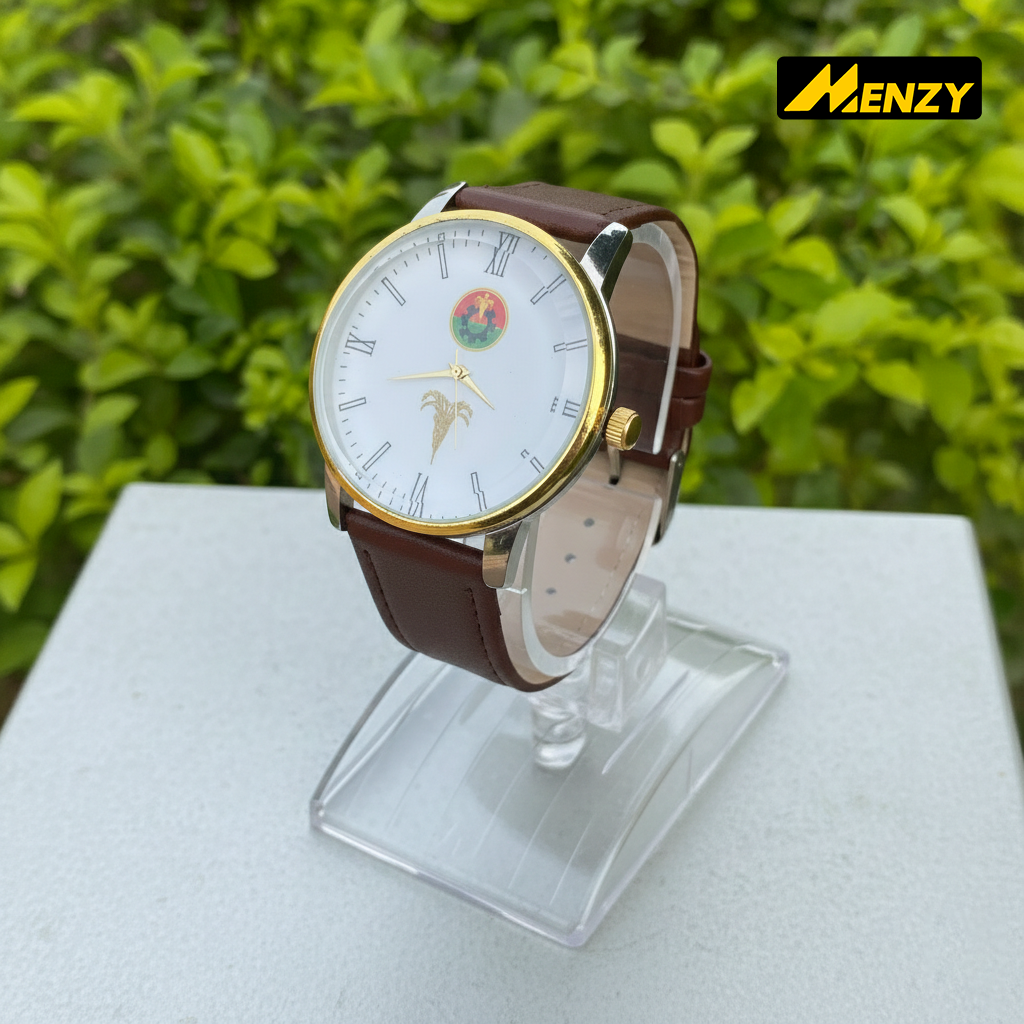 BNP Classic Wrist Watch – White Dial, Brown Leather Strap, Premium Analog Design image 2