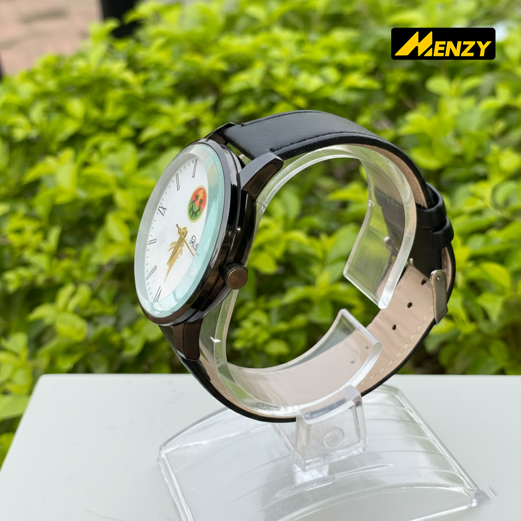 BNP Classic Wrist Watch – White Dial, Black Leather Strap, Premium Analog Design image 3