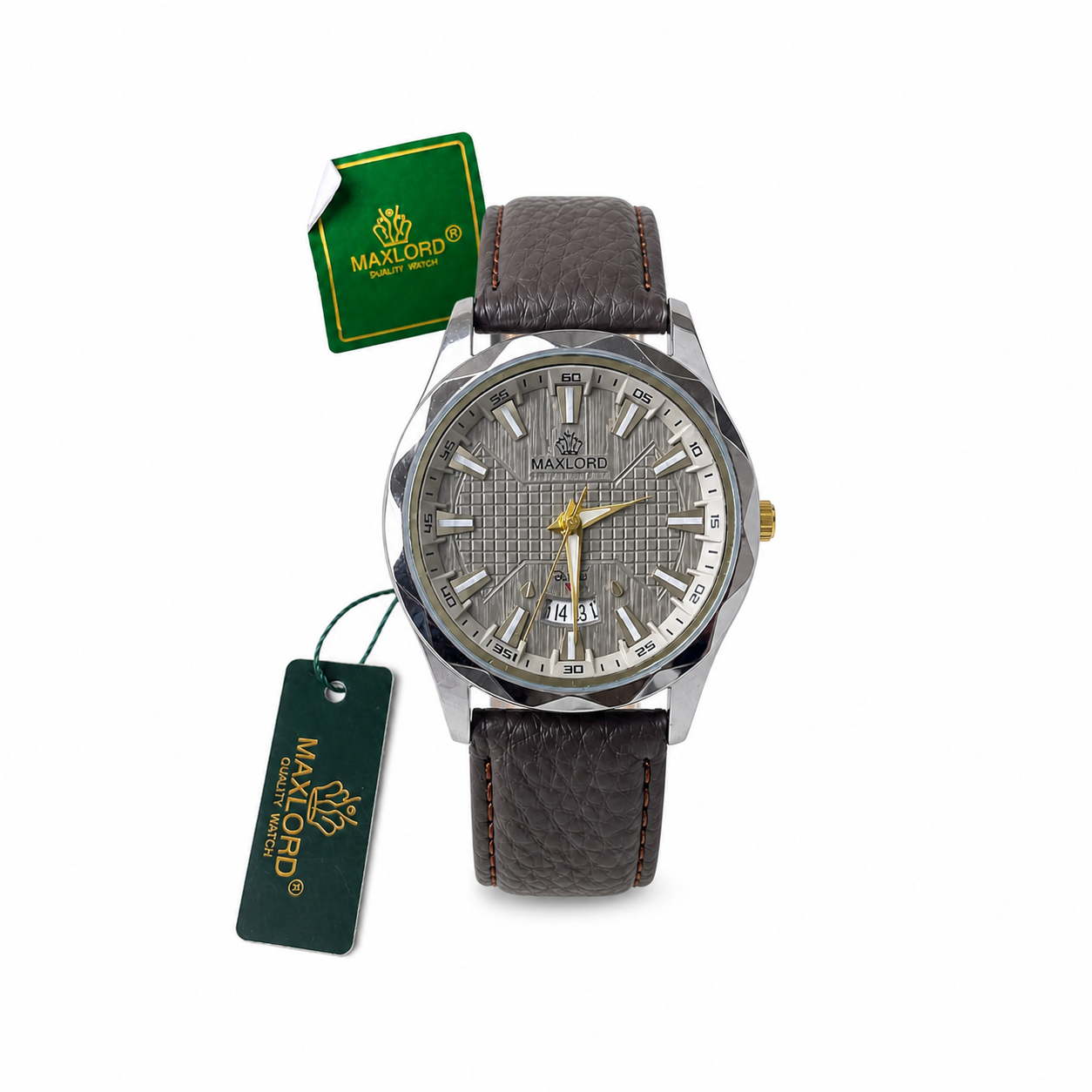 MAXLORD MP-004G Diamond Cut Leather Belt Watch(Chocolate)