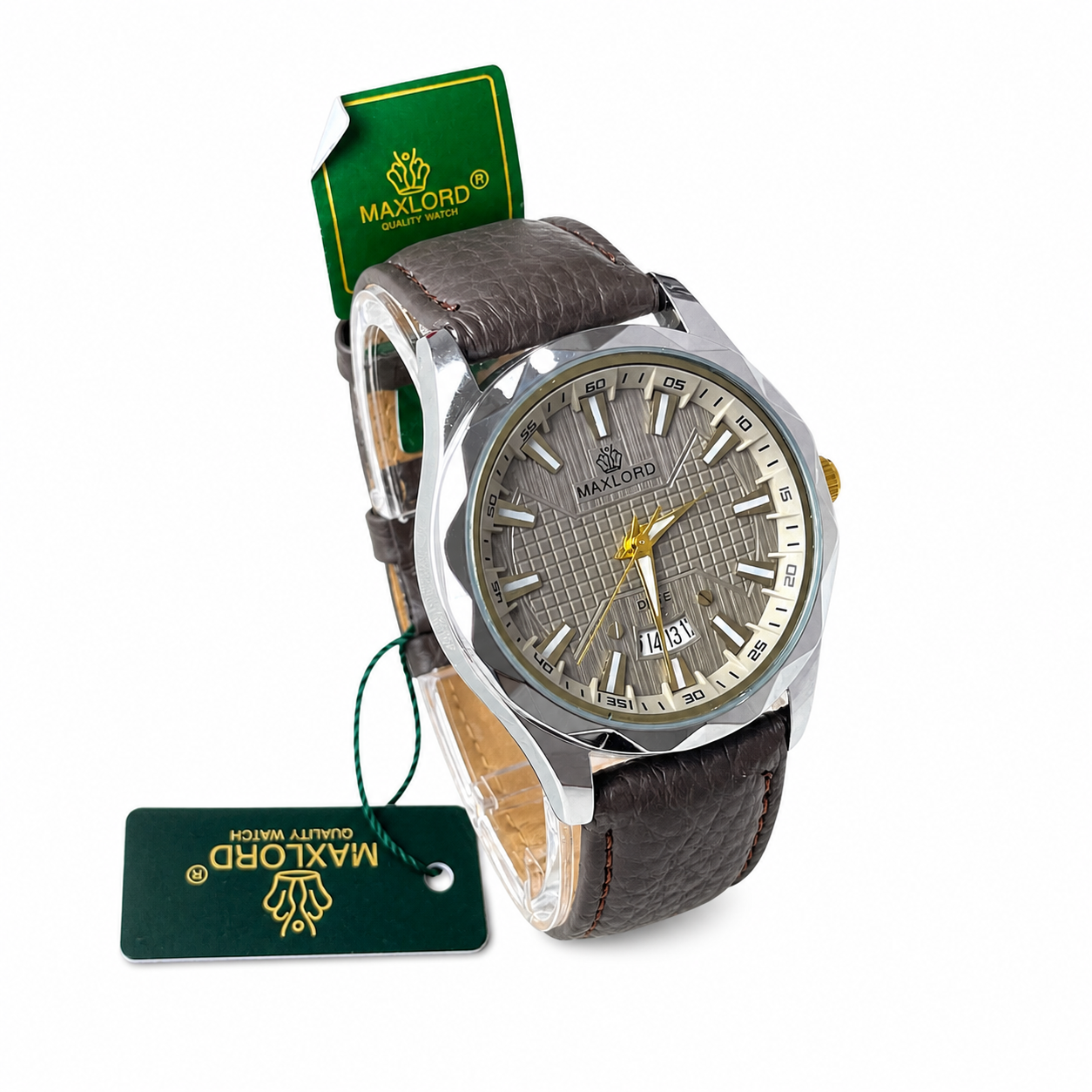 MAXLORD MP-004G Diamond Cut Leather Belt Watch(Chocolate)