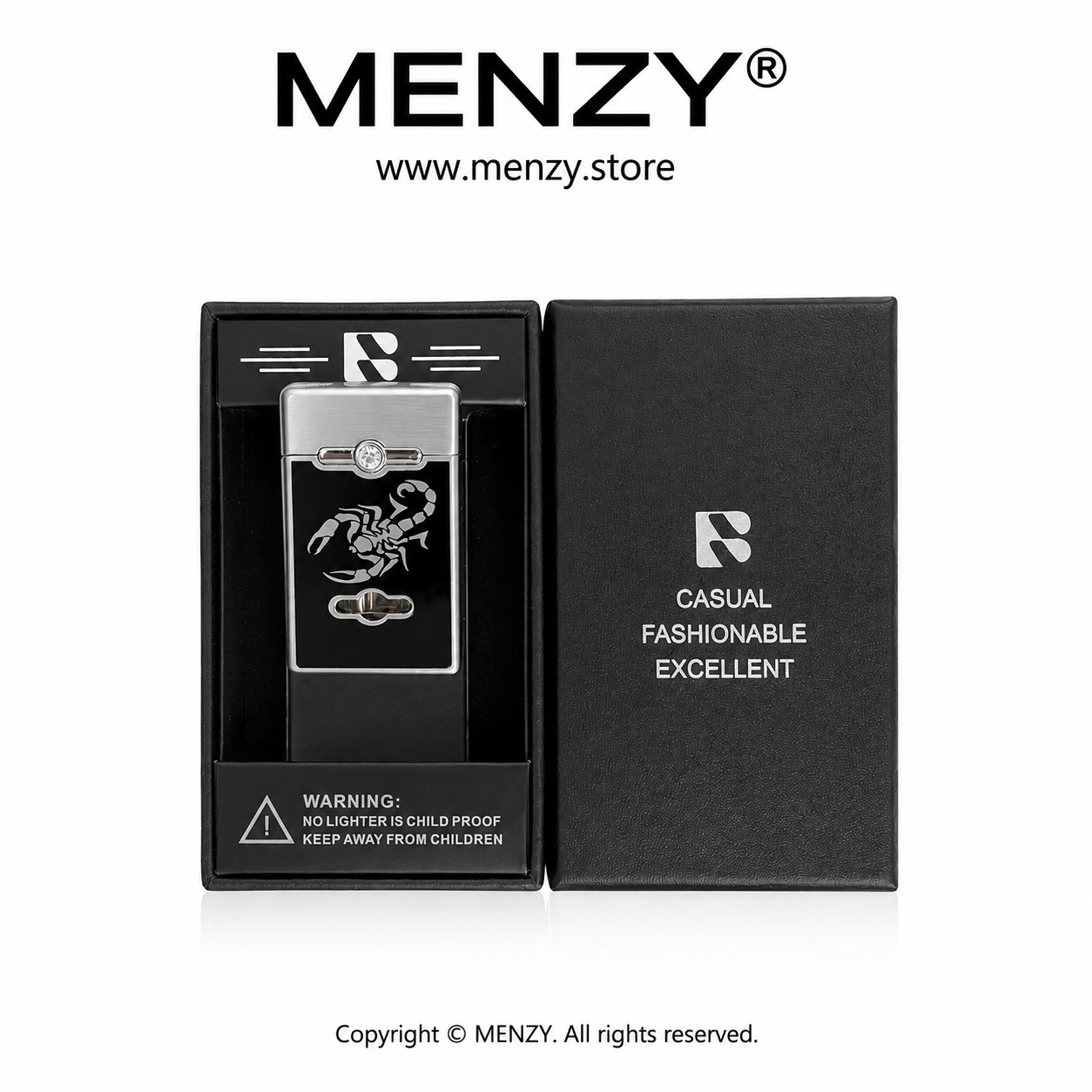 Scorpion Engraved Refillable Gas Lighter