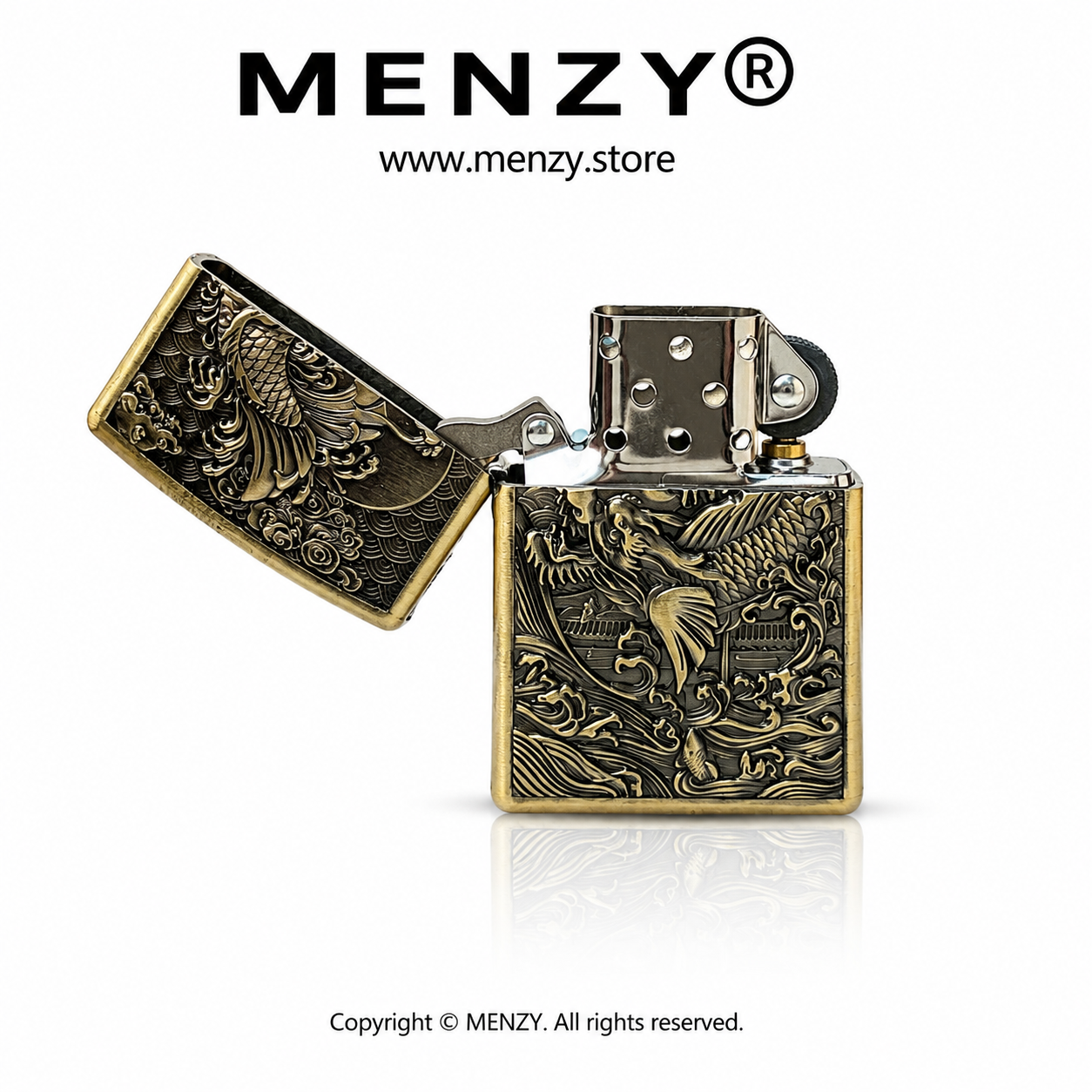 Zorro Retro Chinese Style Thickened Metal Kerosiene Lighter,