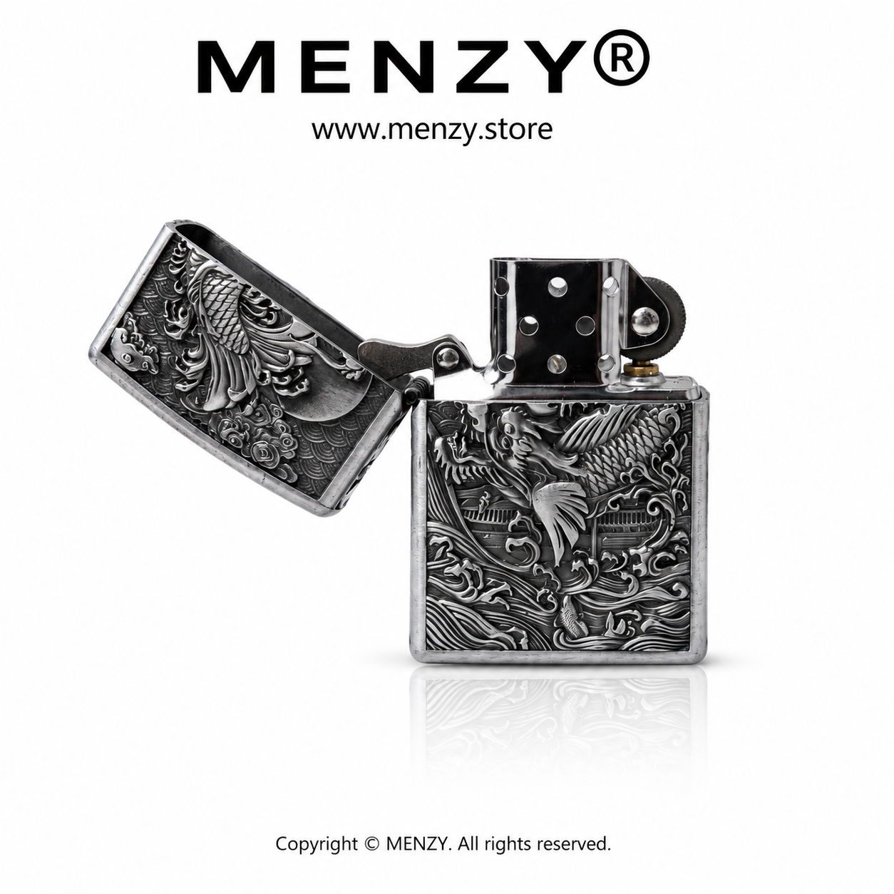 Zorro Retro Chinese Style Thickened Metal Kerosiene Lighter,