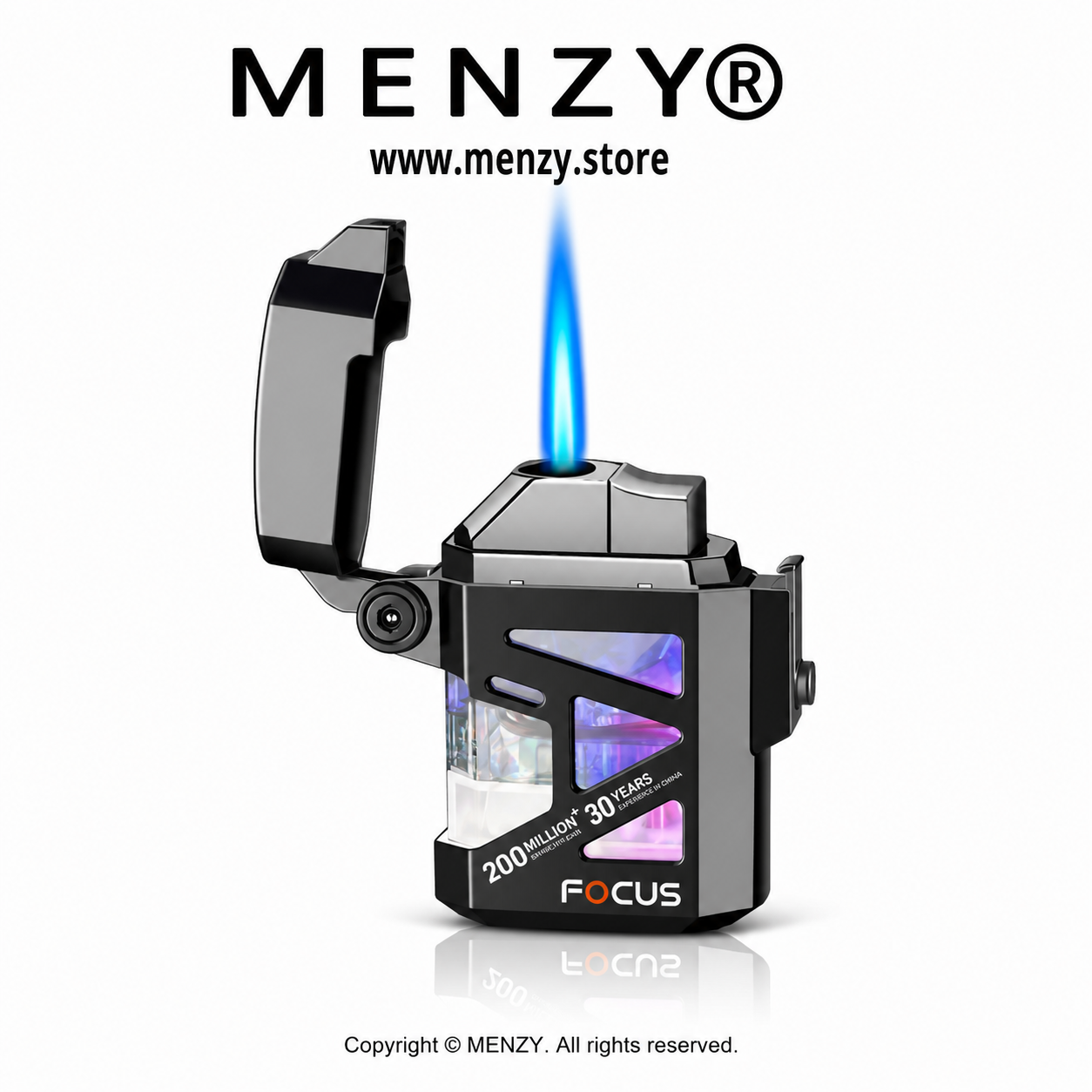 Focus Jet Flame Premium Gas Lighter With LED Glowing Light