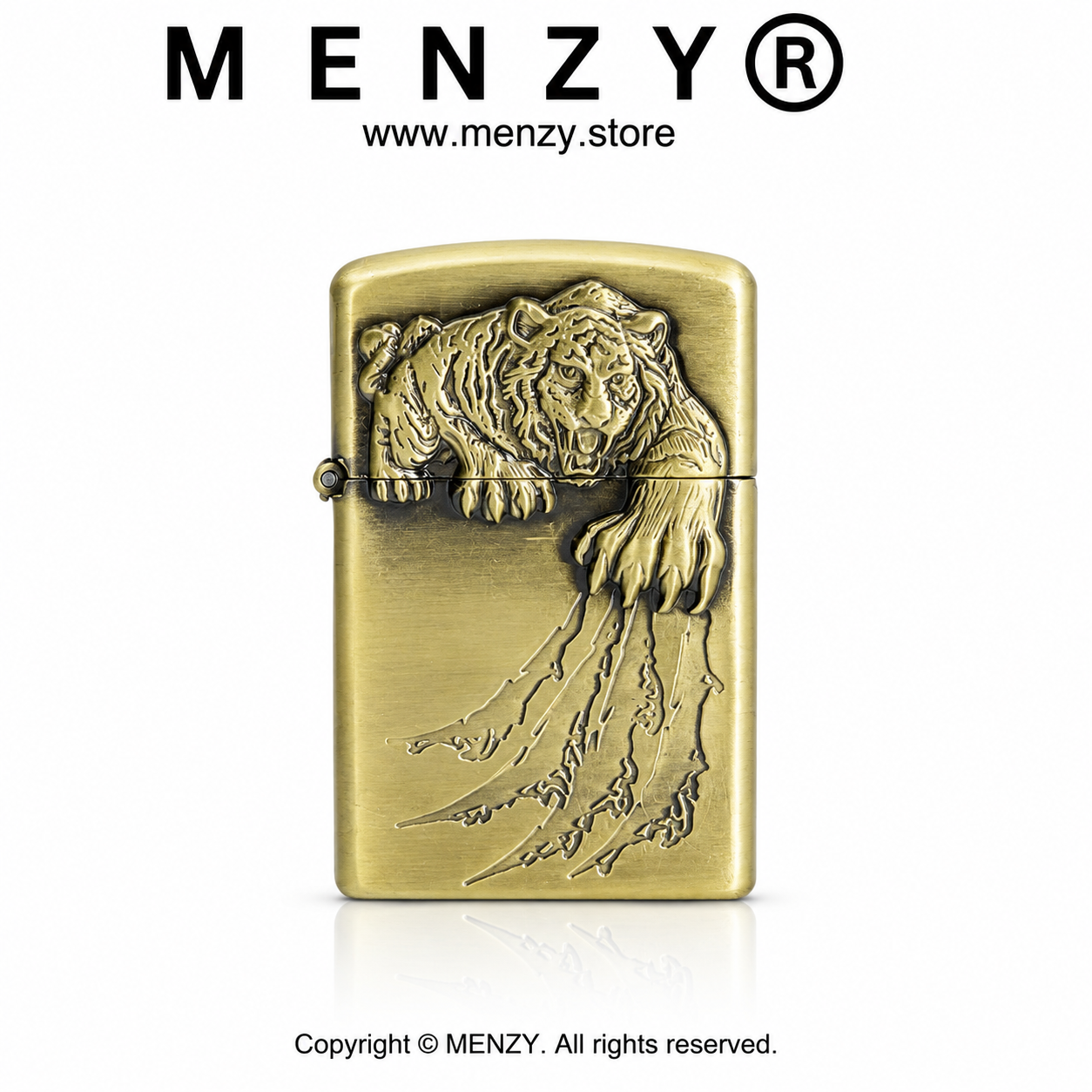 Metal Tiger Scratch Flip Top Classic Flame Lighter