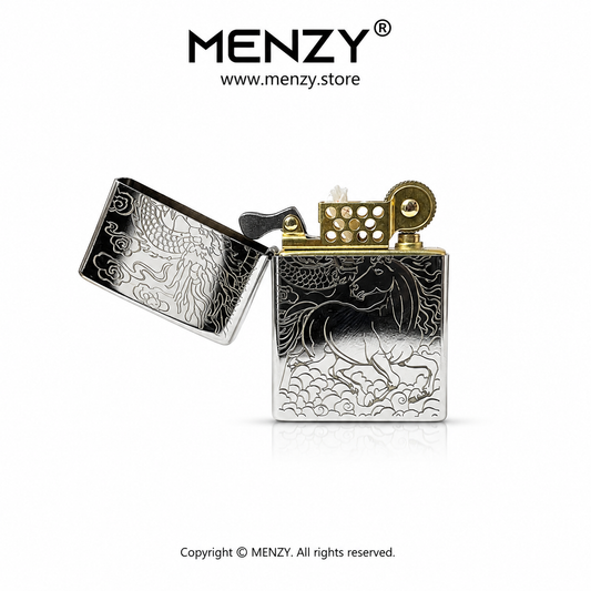 ZORRO 4th Generation 865 White Nickel Plain Thin Kerosine Lighter, Retro Brass Windproof Lighters