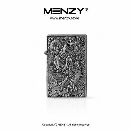 Embossed Metal Lighter Case compatible with Zipo, Dragon and Phoenix Design