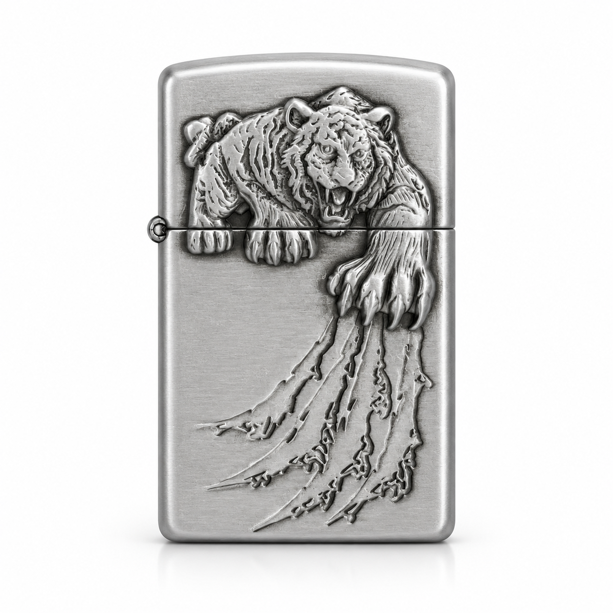 Metal Tiger Scratch Flip Top Classic Flame Lighter
