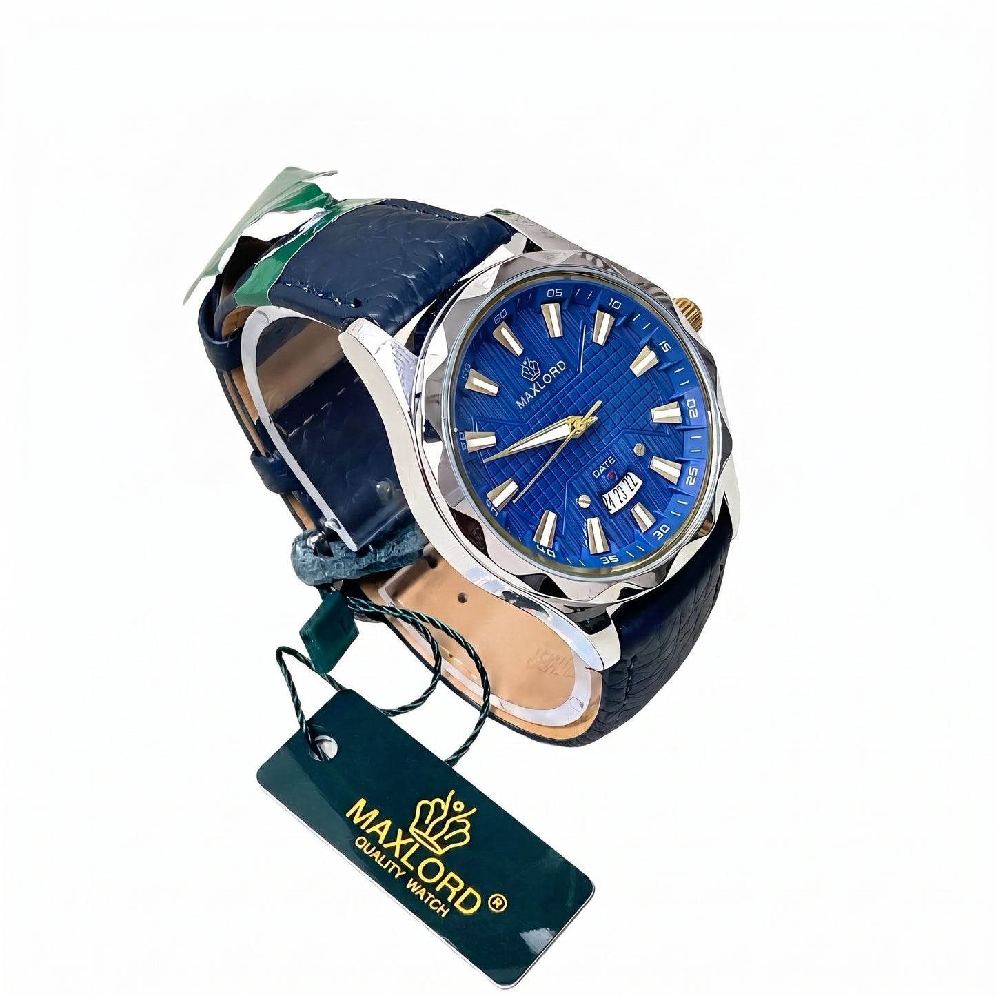 MAXLORD MP-004G Diamond Cut Leather Belt Watch(Blue)