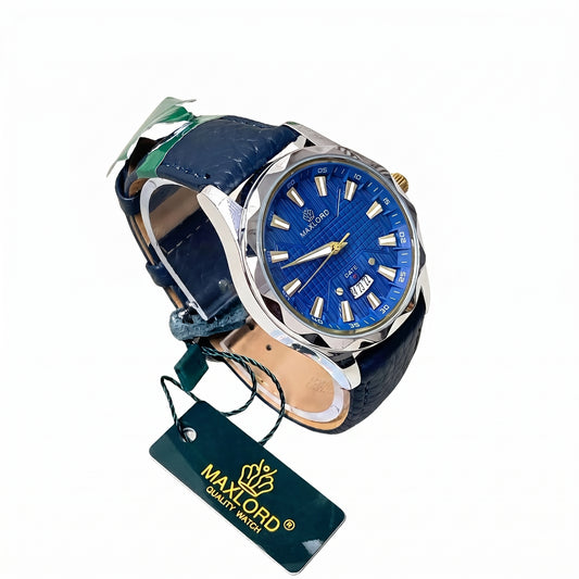 MAXLORD MP-004G Diamond Cut Leather Belt Watch(Blue)