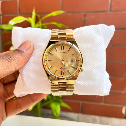 Citizen Full Golden Stainless Steel Chain Watch for Men (40mm Quartz)